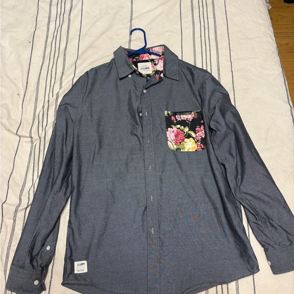 Floral Pocket Grey Shirt